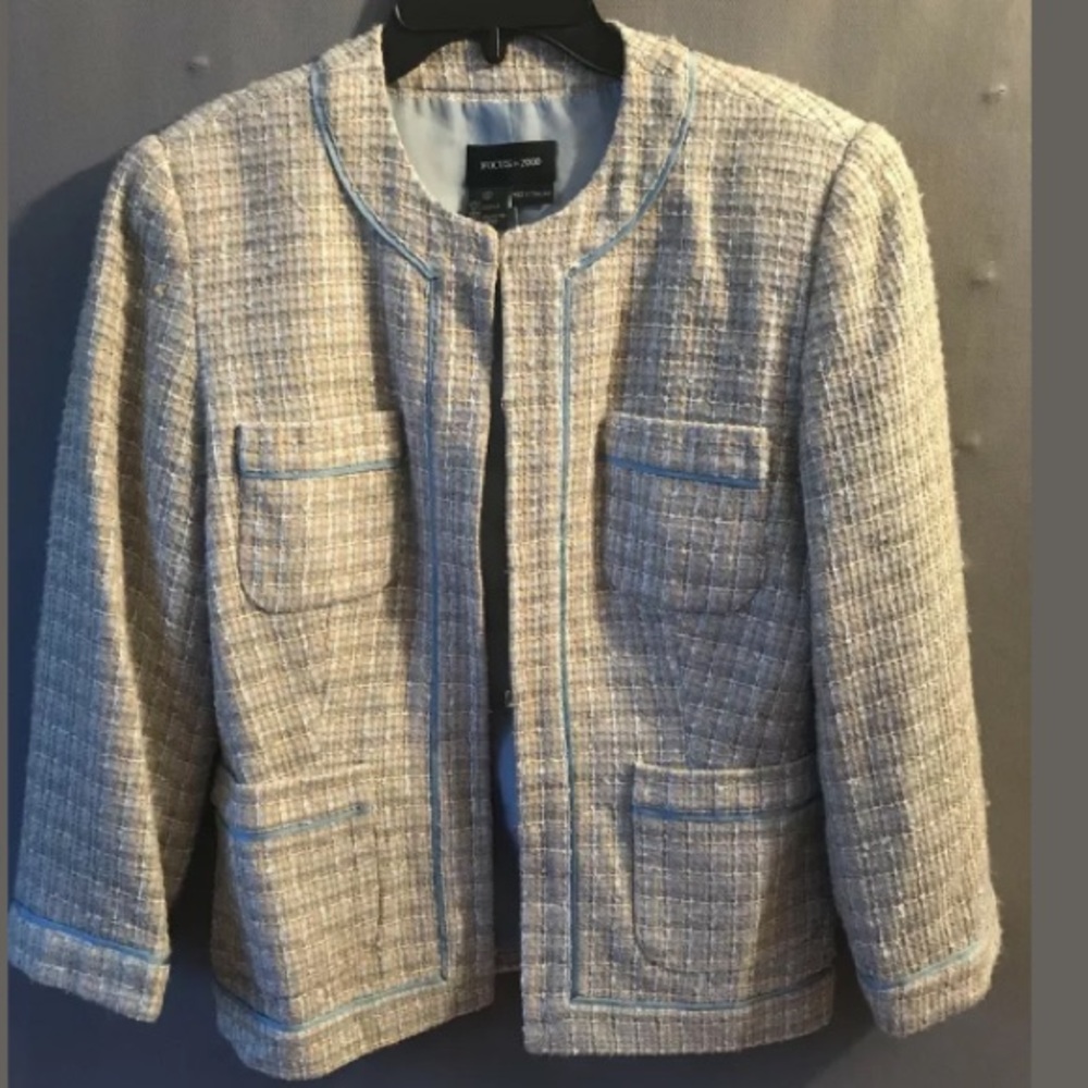 Focus 2000 Blue Tan White Tweed Jacket